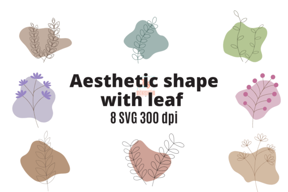 Download Aesthetic Shape with Leaf SVG Set - Aesthetic shape Collection