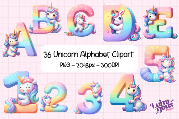 Download Cute Unicorn Alphabet Illustration - Alphabet Collection