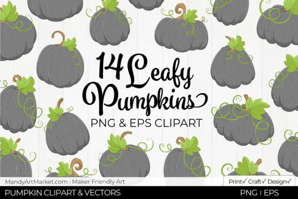 Download Leafy Pumpkins Clipart - Pebble Grey - Pebble Collection