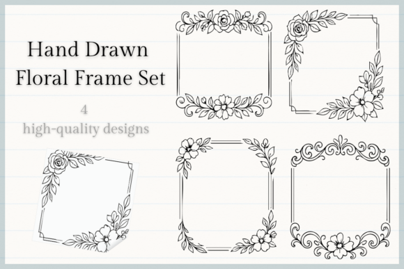 Download Hand Drawn Floral Frame Set Botanical - Botanical Collection